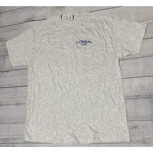 Vintage Y2K L’Oréal USA Makeup T Shirt Size XL Gray Hanes Beefy Tag